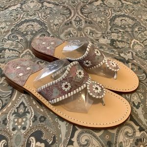 Mint Jack Rogers Daisy Print Jacks Lavender White Sz 11 Medium Worn 1x